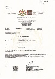 Establishment License by MDA – Manufacturer